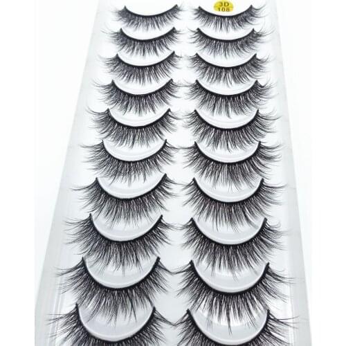 10pairs/set Makeup Natural3DVolume Mink False Eyelashes Curl Cross Long Thick Mink Eyelashes Soft Handmade Eye Lashes Extension