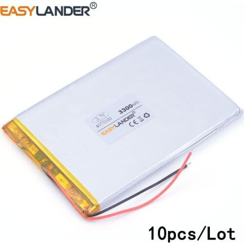 10pcs /Lot 3.7 V 4075100 3300 mah high capacity polymer lithium battery sun N70 7 inch tablet battery Tablet Pc DIY