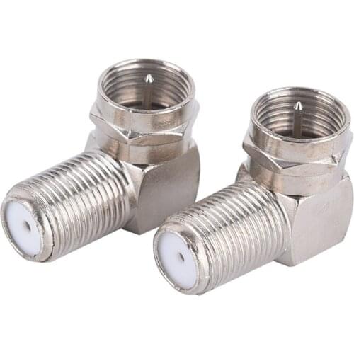 2/4pcs 90 Degree Right Angle TV Aerial Antenna Plug Connector Adapter Plug F-Type Male to Female To Socket Coax Cable