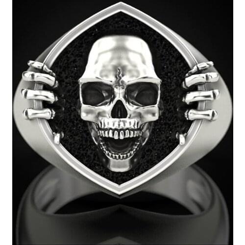 2021 New Neo-Gothic Style Antique Skull Unisex Finger Ring Punk Women Men Rings Vintage Party Personality Accessories Jewelry