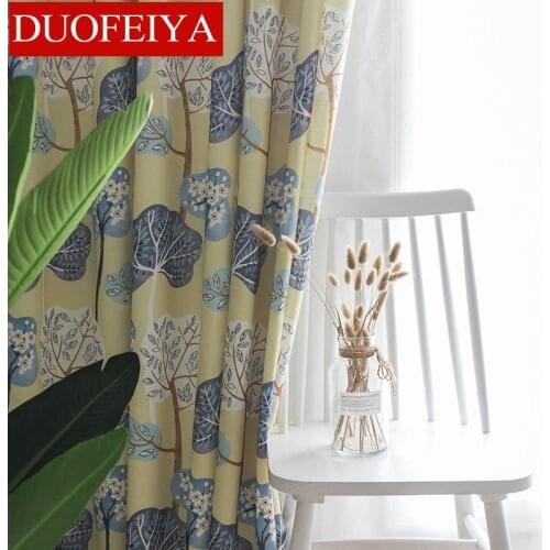 2021 New Cartoon Cotton and Linen Simple Modern Printing Nordic Childlike Living Room Bedroom Balcony Blackout Curtains