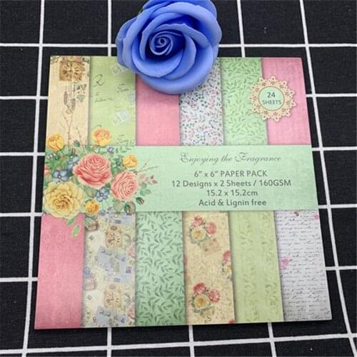 24 pages 6*6 retro floral fabric series handmade paper DIY atlas cut book