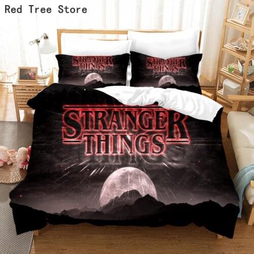 3D Print Stranger Things Bedding Set Duvet Cover Pillowcase Science Fiction Movie Comforter Bedding Sets King Size Kids Bedline