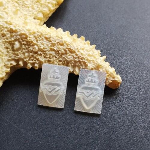 50pcs/lo 8x11mm Natural Sacred Heart Mother of Pearl Shell Rectangle cut Sacred Heart Mother Pearl Shell Beads