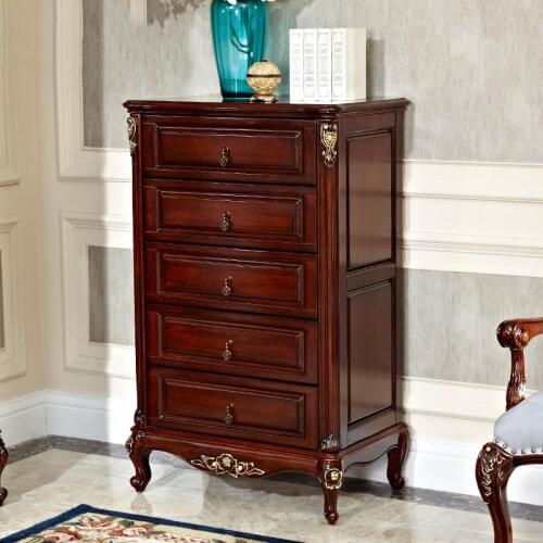 American bedroom chest of drawers and drawer storage cabinets European solid carved retro chest of drawers