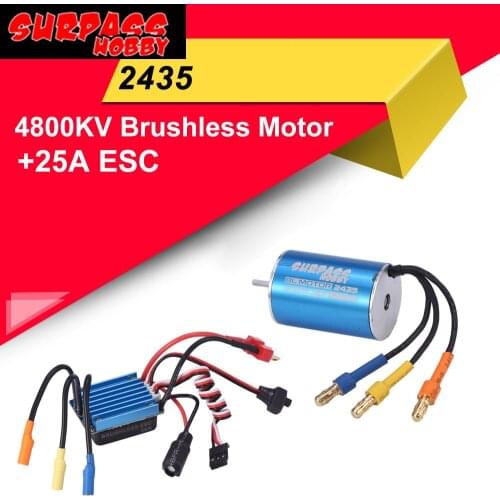SURPASS HOBBY 2435 4800KV Sensorless Brushless Motor With 25A Brushless ESC Combo Set for 1/16 1/14 HSP HPI Tamiya RC Car