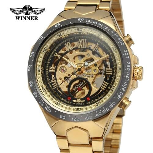 2019 Winner Top Brand Number Army Military Sport Design Bezel Luxury Golden Man Watch Montre Homme Clock Men Automatic Skeleton