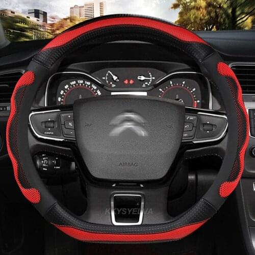 D Type Steering Wheel Cover For Citroen C3 II III 2009 - 2019 2020 C3 AIRCROSS 2017 2018 2019 2020 2021 Berlingo 3 C4 Picasso 2