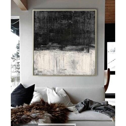 Black And White Wall Painting Large Canvas Painting Artwork Contemporary Art Oversize Abstract Painting Black Art Oil Artwork