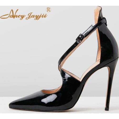 Black&Nude Pink Pointed Toe High Stilettos Pumps Woman Low Cut Vamp Soft Leather For Ladies Heels Large Size 11 12 Party Mature