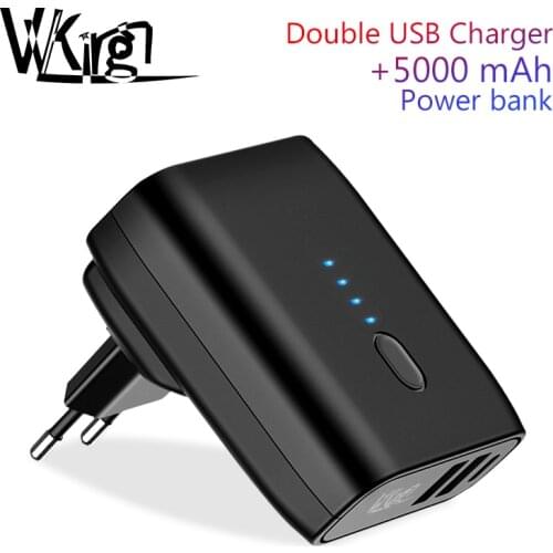 VVKing Travel USB Charger 5000mAh Power bank 2 USB Charger 2 in 1 EU US Foldable Plug 2.4A Fast Charging For iPhone Xiaomi Phone