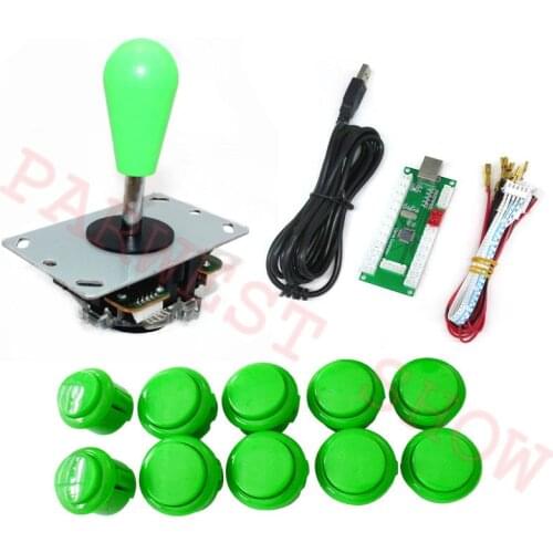 Sanwa style Joystick DIY Kit Zero Delay LED USB Controller PC to Arcade Joystick + Push Buttons + Wire Harness for Jamma MAME