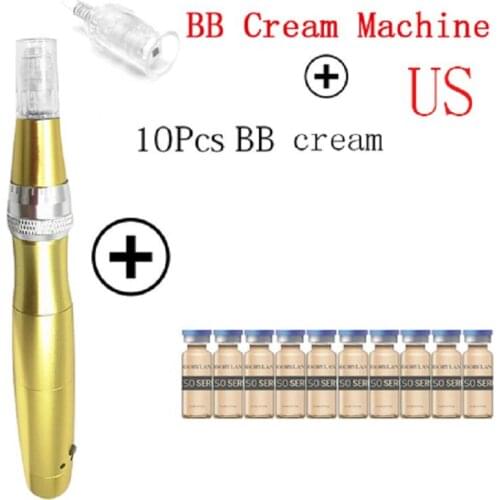 Glod micrneedle derma pen BB stayve machine Charageable bb cream pen for skin care makeup led light Machine brightening
