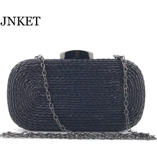 JNKET New Fashion Ladies Handbag Clutch Bags Handmade PU Chain Evening Bag Single Shoulder Bag