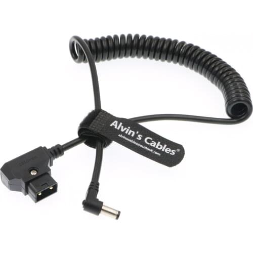 Alvins Cables Anton Bauer Power Tap D Tap to 2.1 DC 12V Right Angle Coiled Cable for KiPRO LCD Monitors