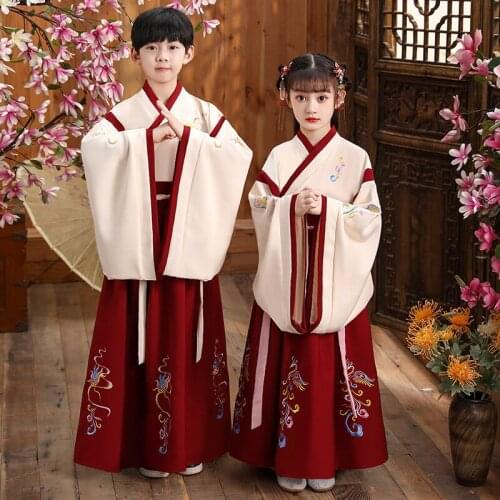 Chinese Style Oriental Boy And Girl Hanfu Costume Cosplay Ancient Traditional Elegant Tang Dynasty Performance Clothes