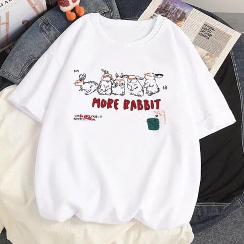 Summer 5XL Harajuku y2k Anime Kawaii Five Rabbits Print Short Sleeved T-Shirt Top Ulzzang Loose Oversized T-shirt Women Clothing