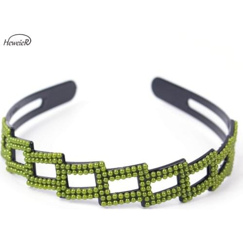 Fashion Casual Hair Piece Hollow Plastic Headband Green Beads Hair Band Hoop Wedding Party Womens Headdress Hairpins Hairpieces