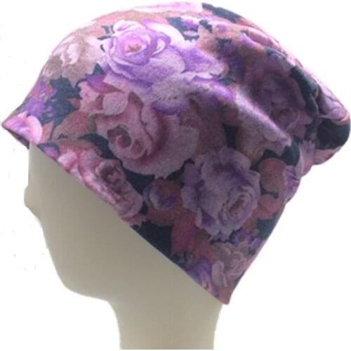 Cartoon Cute galaxy Peony Flower Hat Knitting Jacquard Cotton Wool Cap Winter Warm Ear protection Wind cap Fleece Lining Beanies