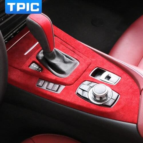 TPIC Alcantara Gear Shift Panel Car Sticker Trim Cover Car Styling Interior Moulding Decorative for BMW Z4 E89 2009-2015