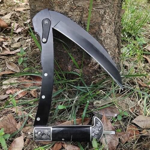 Sharp Grass Sickle KNIFES Portable Pocket Steel Scimitar Folding Sickle Hand Sickle Weeding Garden Pruning Tools With Nylon Bag