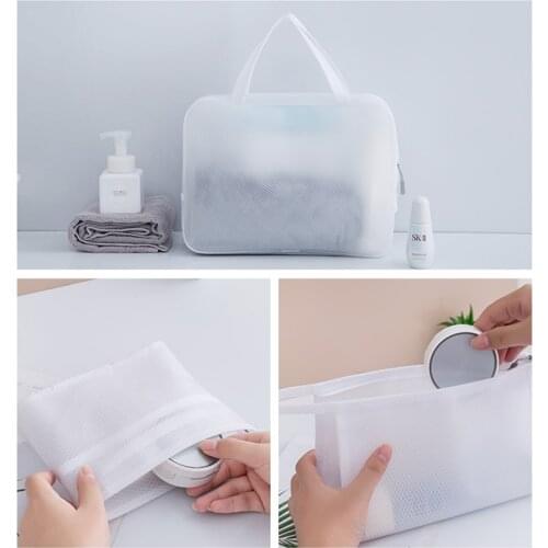 Minimalist Travel Make Up Organizer Waterproof Storage Cosmetic Bag box White Net Bathroom wash bag Travel accessories neceser