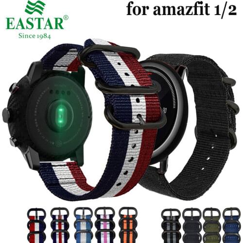 Eastar Nylon Woven Watch Band Colorful Replacement With Buckle Strap for Amazfit Bip for Xiaomi Huami Amazfit Pace Bracelet 22mm