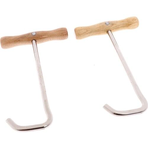 1 Pair Stainless Steel Men Women Horse Riding Boots Pulls with Wood Handle