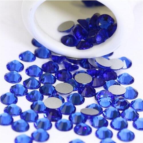 Ss3 -ss30 Flat Back AAAAA Crystal Sapphire ( 3d Nail Art decorations ) Non Hot Fix Glue on rhinestones for nails diy