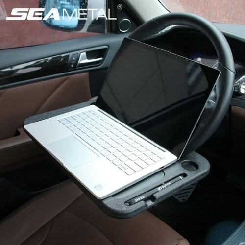 Car Laptop Desk Computer Table Stuck on Steering Wheel Universal Portable Work Drink Holder Seat Tray Stand in Auto Accessories