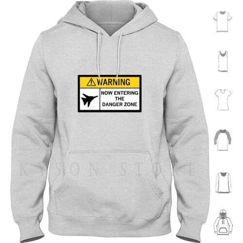 Danger Zone-Warning Hoodie Long Sleeve F 14 Tomcat Maverick Goose Hollywood Iceman Merlin Jester Viper Cougar
