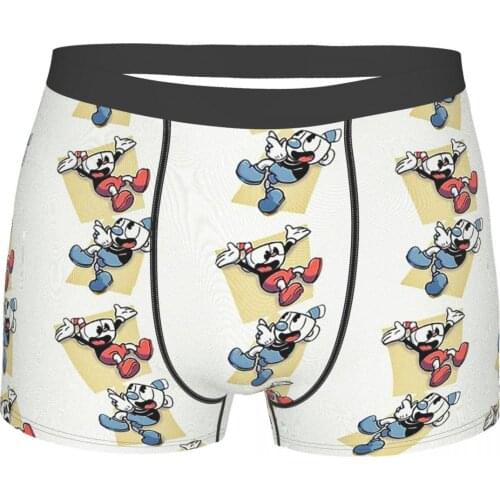 Cuphead Animated Characters Mugman Run and Gun Fights Game NICE Underpants Homme Panties Male Underwear Print