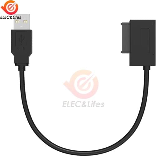 USB 2.0 to Mini Sata II 7+6 13 Pin Adapter Converter Cable for Laptop CD/DVD ROM Slimline Sata optical Drive Data Transfer Cord