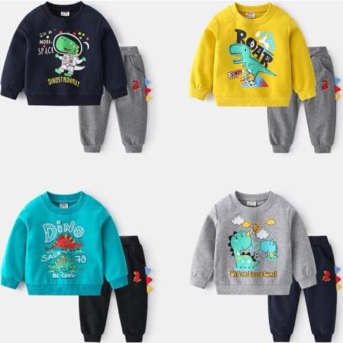 Spring Autumn Cartoon Letter Printing Sports Fashion Childrens Clothing Suit Childrens Two-piece Suit Boys Girls Kids Clothing