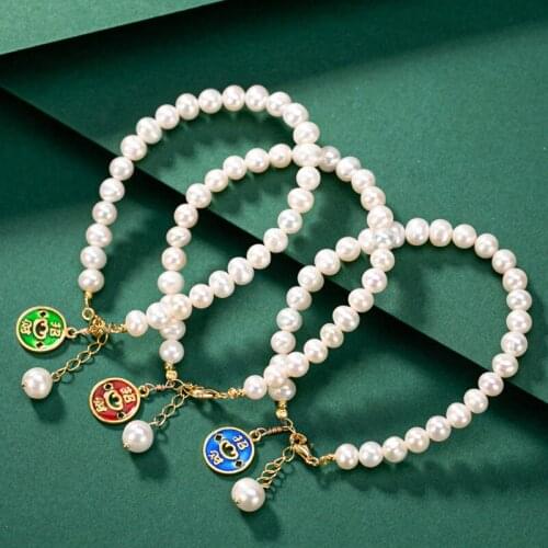 BAIFUMING S925 sterling silver gold-plated natural pearl ingot peace buckle womens simple cloisonne bracelet