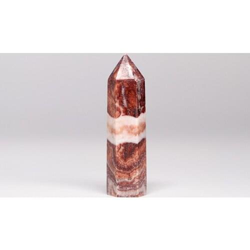 1PC Natural Laterite Quartz Dot Healing Stone Hexagonal Prism Red Stripe Mineral Objective Crystal Crystal Reiki Home Decoration