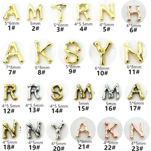 10pcs/lot Japan Korea 3D Alloy Nail Decorations Metal English Letters Nail Art Accessories DIY Charm Styling Tools Nail Parts