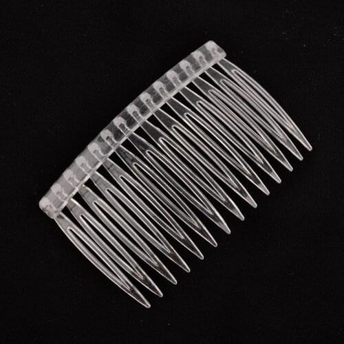 100pcs 7x4.5cm handmade comb 14 tooth plastic headwear hair accessories women white clear plastic hair comb findings