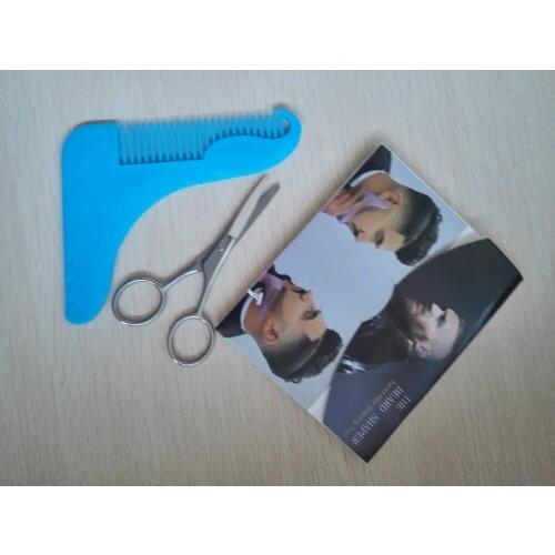 2pcs/set The Beard Bro Beard Shaping Tool Sex Man Gentleman Beard Trim Template hair cut hair molding +Moustache scissor