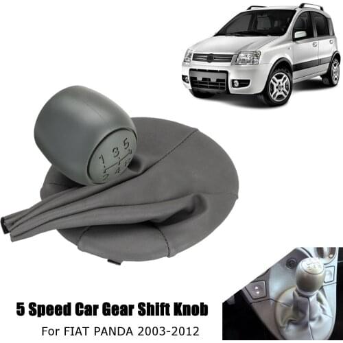 5 Speed Car Gear Shift Knob with PU Leather Gaiter Boot Cover Set fit for FIAT PANDA 2003-2012