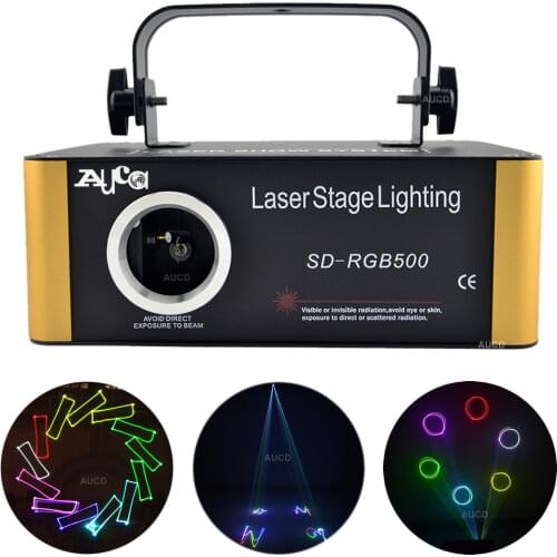 500mW RGB DMX Sound Laser Animation Scan Projector Stage Light Scanner For Home DJ Disco Party Bar Beam Light SD Card Program
