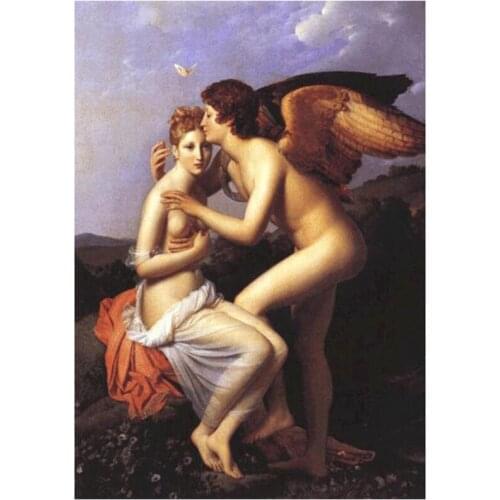 "Psyche Accepts The Kiss Of Eros For The First Time" 5D DIY Full Round Diamond Painting Cross Stitch 3D Embroidery Home Decor