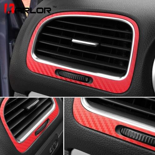 Carbon Fiber Film Auto Air Condition Outlets Panel Decoration Sticker Decal Car Styling For Volkswagen VW Golf 6 MK6 Accessories