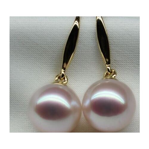 Free shipping >>>>noble jewelry a pair of natural AAA10-11MM Australian south sea white pearl earrings