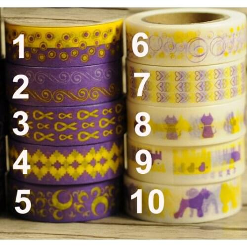 Free Shipping 15mm*10m Purple series Washi Paper Masking Tape/10 elegant designs washi tape