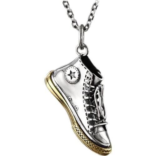 BOCAI s925 Silver 2021 Trendy Punk Rock Style Canvas Shoes Fashionable Hip-hop All-match Mens and Womens Pendants