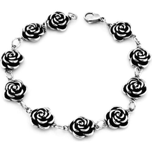 FANSSTEEL Stainless Steel Jewelry rose flower Bracelet FSB00W76