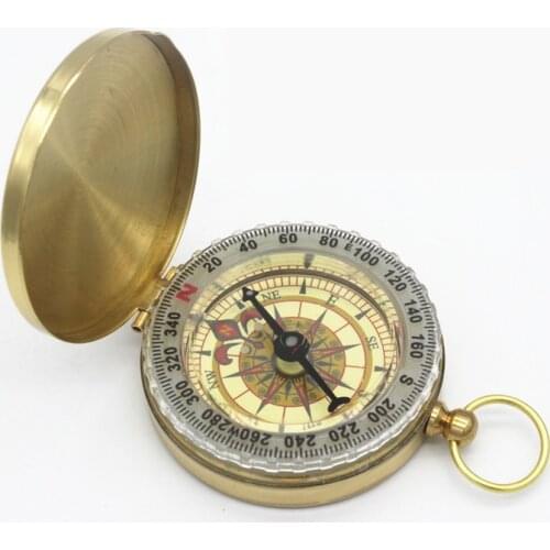 Boutique Luminous Gold-plated Outdoor Orienteering Multifunctional Compass Keychain Pocket Watch Compass Compass Genshin Impact