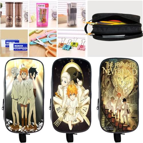 The Promised Neverland Anime Pencil Case Large Capacity Pencil Bag Coin Storage Pouch Students Cartoon Pen Bag Small Makeup Bag