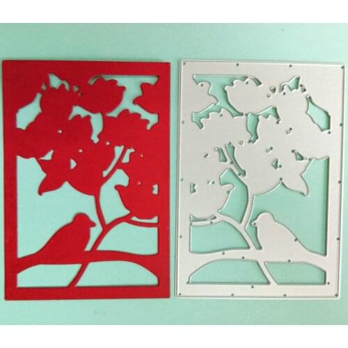 Flower Bird in Frame 102*72mm Metal Cutting Dies Stencil DIY Scrapbooking Paper Craft Album Card Emboss Punch Knife Art Die Cuts